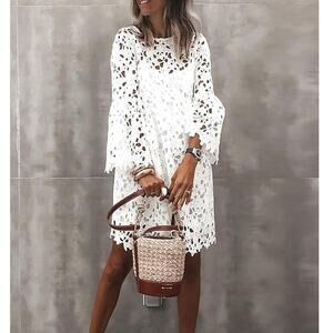 NWT ~ White Eyelet Crochet Lace Dress & Matching Cami Layer ~ Women's Plus 3X